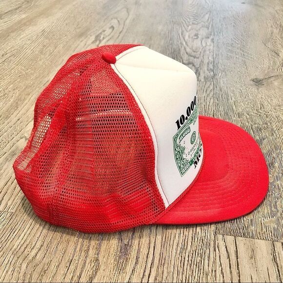 Vintage Foam & Mesh Rope Flat Brim Snapback Hat Cap 10,000 Silver $ Bar Montana - Picture 3 of 6